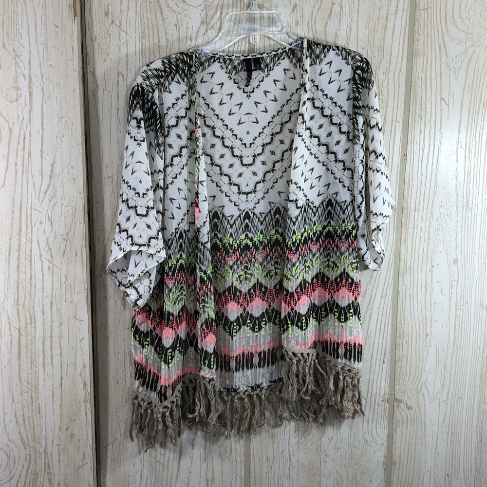 Three Hearts Tribal Pattern Kimono Size M S20